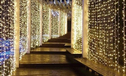 300-LED Warm White or Cool White 9.8' Curtain String Lights
