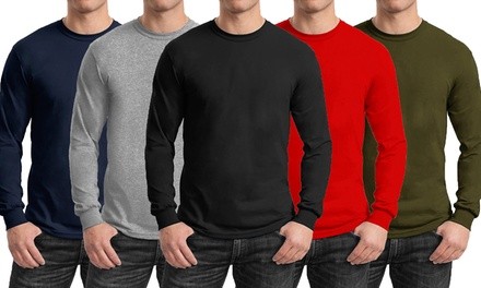 Galaxy By Harvic Men's Cotton-Blend Long Sleeve Crew Neck Tee (S-3XL)