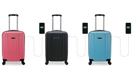 Elite Fairbanks Hardside Carry-On Spinner Luggage with Built-in USB Phone Charging Port