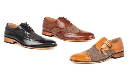 Gino Vitale Men's Two-Tone Herringbone Dress Shoes