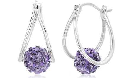 Clearance: Nina & Grace Sterling Silver Hoop Earrings Made with Swarovski Elements