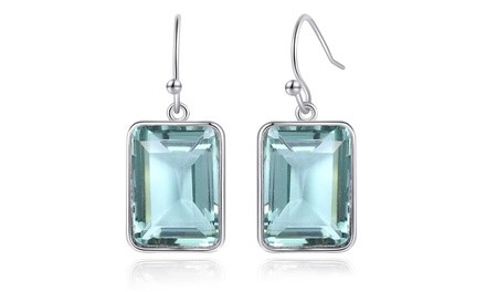 Lab-Created Green Amethyst Drop Earrings by Gembassy