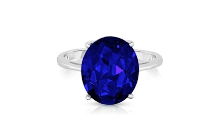 5.00 CTTW Sapphire Oval Cut Sterling Silver Ring by Valencia Gems