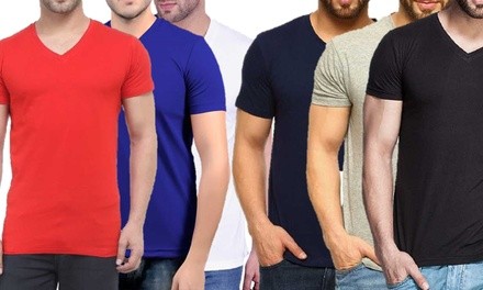 Gemrock Men's V-Neck Cotton T-Shirts (6-Pack; S-5X)