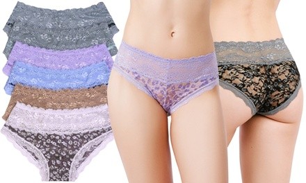 Women's Two-Tone Lace Floral Hipsters (6-Pack) 