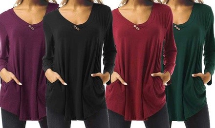 Leo Rosi Charlotte Women's Button Tunic. Plus Sizes Available. 