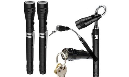 Extendable Flashlight and Magnetic Pickup Tool (2-Pack)