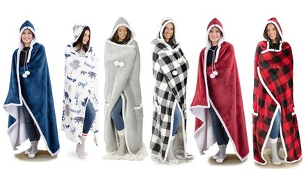 Luxury Hoodie Sherpa-Lined Throw Blanket