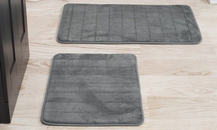 Lavish Home Memory-Foam Striped Bath Mat Set (2-Piece)