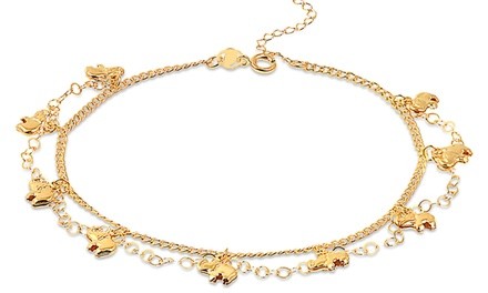 18K Gold Plated Elephant Charm Classic Anklet by Sevil