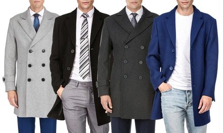 Braveman Men's Single or Double Breasted Wool Blend Coats (S-3XL)