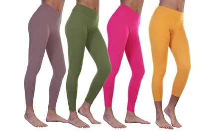 Angelina Women's Microfiber High-Waist Full Coverage Leggings (6-Pack). Plus Sizes Available.