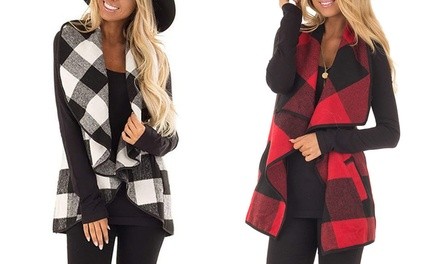 Leo Rosi Buffalo Plaid Vest. Plus Sizes Available. 