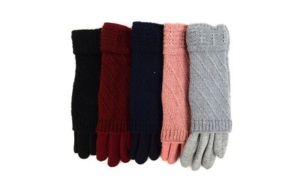 Women's Double Layer Knitted Touch Screen Gloves