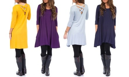 Women's Crossback Dress with Fleece Leggings. Plus Sizes Available.