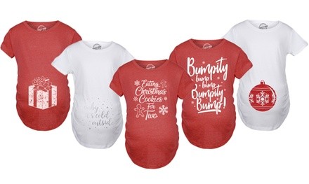 Crazy Dog T-Shirts Cute and Funny Christmas Maternity T-Shirts. Plus Sizes Available.