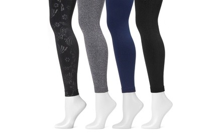 Muk Luks Women's Lined Leggings (4-Pair Pack). Plus Sizes Available
