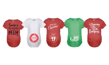 Crazy Dog T-Shirts Special Delivery Christmas Maternity T-Shirts. Plus Sizes Available