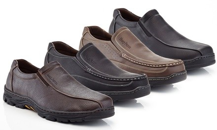 Henry Ferrera Men's Comfort Heavy Duty Loafers with Elastic In-Step