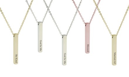 5mm Vertical Bar Inspirational Necklace By Pink Box