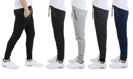 4-Pack Men's Slim Fit French Terry Joggers With Zipper Pockets (S-2XL)