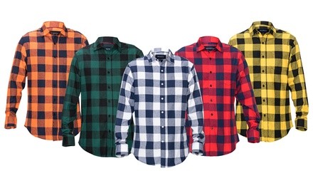 Braveman Men's Game Day Football Classic-Fit Flannel Shirts (S–2XL)