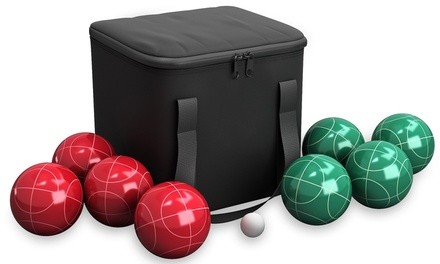 Bocce Ball Set- Outdoor Family Bocce Game with Carrying Case by Hey! Play!