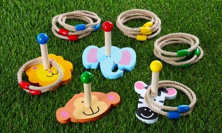 Jungle Animals Wooden Ring-Toss Game