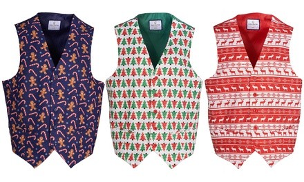 Suslo Couture Men's Slim-Fit Christmas Vests (S-XL)