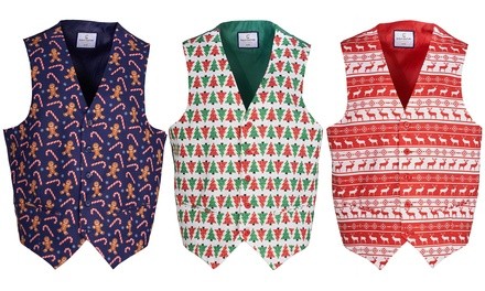 Suslo Couture Men's Slim-Fit Christmas Vests (S-XL)