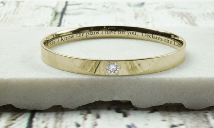 Scripture Comfort Fit Birthstone Bangles Made with Swarovski by Pink Box