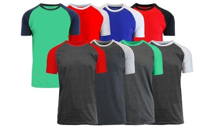 Galaxy By Harvic Men's Raglan Slim-Fit Short Sleeve Tees (S-2XL; 4-Pack)