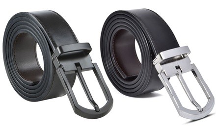 Men's Reversible Custom Fit Genuine Leather Belt (2-Pack)