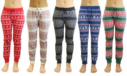 Galaxy By Harvic Women's Slim-Fit Holiday Prints French Terry Joggers