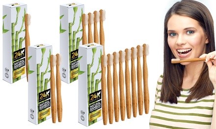 24K Organic Natural Bamboo Toothbrushes (1-, 2-, 4-, or 8-Pack)