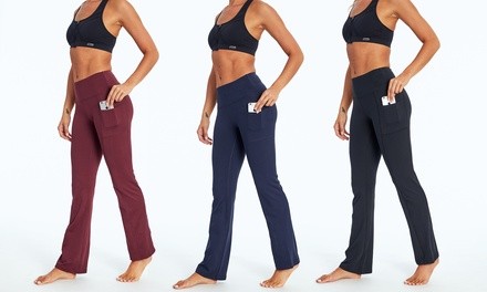 Bally Total Fitness Women's Slim Boot Cut Yoga Pants with Pocket