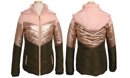 CoffeeShop Kids' Hooded Chevron Puffer Jacket