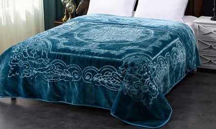 Floral Embossed Heavyweight King-Sized Blanket