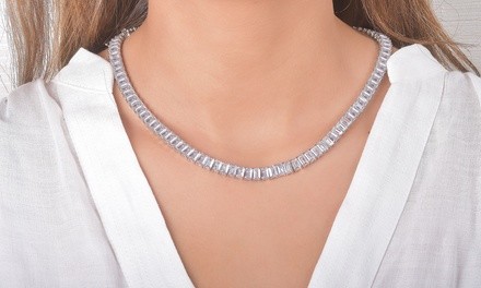 Elements of Love Emerald Cut Tennis Necklace Made With Swarovski Elements (Multiple Options)