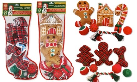 AKC Holiday Gift Stocking Dog Toys (8-Pack)