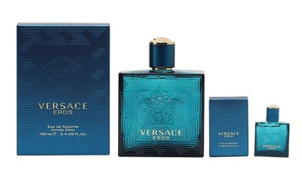 Versace Eros Eau de Toilette Bundle for Men (0.17 & 3.4 Fl. Oz.)