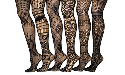 Patterned Fishnet Tights (6-Pack). Plus Sizes Available.