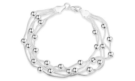 Verona 5-Row Multi Stranded Beaded Silver Bracelet