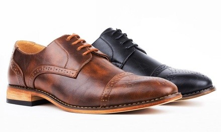 Signature Men's Cap-Toe Brogue Lace-Up Dress Shoes