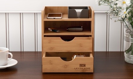 Lavish Home 4-Tier Bamboo Desk Organizer