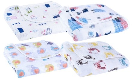 4 Layer 100% Muslin Cotton Baby Blanket