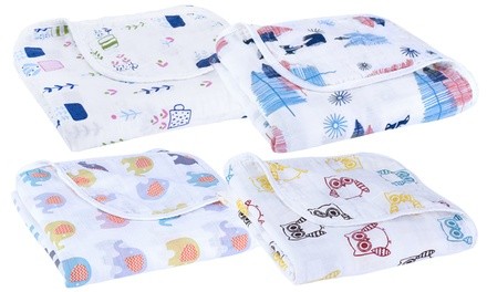 4 Layer 100% Muslin Cotton Baby Blanket