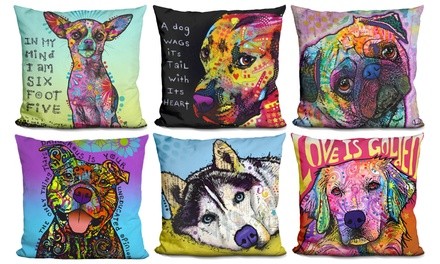 Decorative Dog & Quote Throw Pillow by Dean Russo