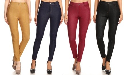 JVINI Women's Soft Cotton-Blend Skinny Jeggings. Plus Sizes Available.