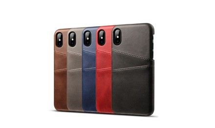 Waloo Dual Slot Leather-Like Card Case for iPhone 6, 7, 8, 6 Plus, 7 Plus, 8 Plus, X, XS, XR, or XS Max